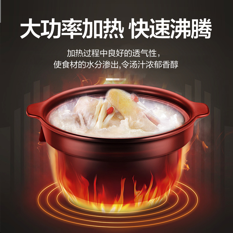 苏泊尔(SUPOR)电炖锅电炖盅煲汤锅炖汤锅 煮粥锅精控快速炖肉煲汤煮粥养生中华炽陶电炖锅4L/升容量 TG40YC5