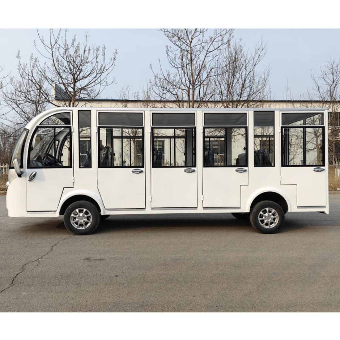 统航电动观光车5排14座园区接待景区休闲车机场中转大巴电动四轮车载客游览车 封闭顶配