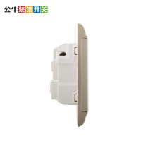 公牛(BULL)开关插座G19Z223(U6)10只金属香槟金86型墙壁斜5孔电源插座面板错位五孔面板