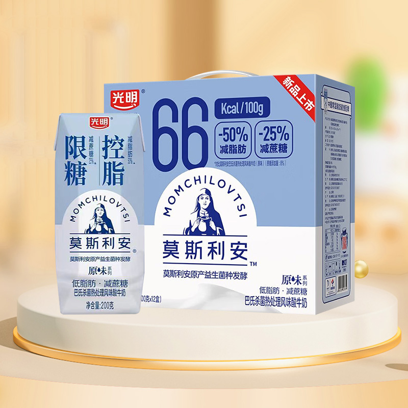 光明莫斯利安原味酸奶低脂肪200g*12盒巴氏杀菌热处理