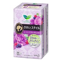[丝薄透气卫生巾]花王KAO乐而雅(laurier)丝薄透气干爽舒适贴身花香型卫生护垫 日夜用140mm 36片 棉柔