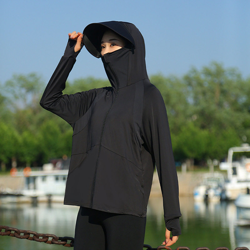 原纱冰丝防晒衣女新款黑胶可拆卸帽檐钓鱼衫男薄款透气防晒服高清大图