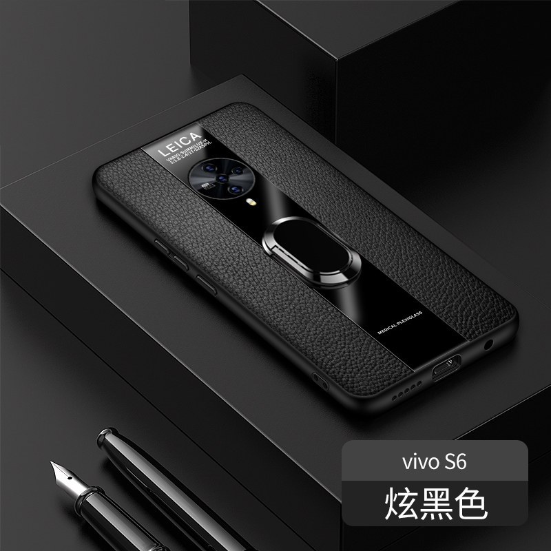 高铭宣 vivos5手机壳s6保时捷指环支架商务风男士vivo S5硅胶防摔保护套个性创意 vivos6[炫黑色]指环款