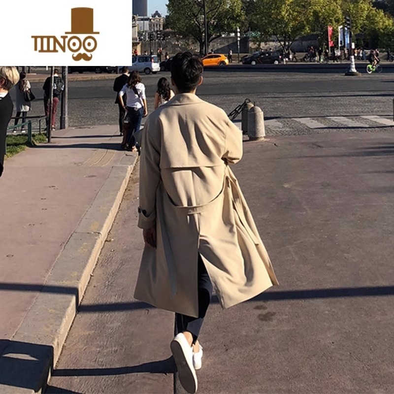 YANXU肯辛顿风衣男中长款巴尔马肯教父外套痞帅马嘉同款文职大衣高清大图