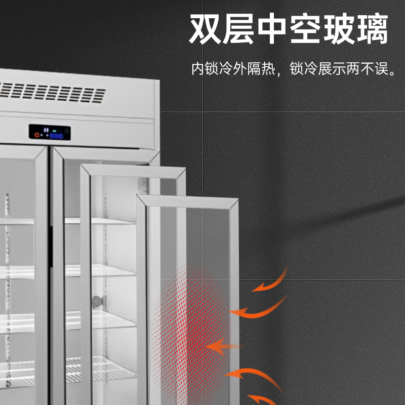 意黛斯(YIDAISI)双门大容量玻璃冷藏保鲜展示柜冷鲜花蔬菜水果商用保鲜柜立式商用冰箱YDS-ZLEMLB-980L