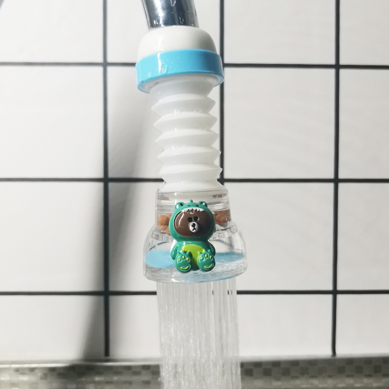 卡通水龙头防溅头加长延伸净水器厨房花洒节水可爱可旋转过滤喷头|粉草莓熊