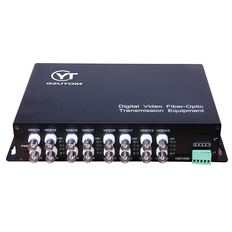 GZUTOM YTS16V1RD1S/B-M 16路标清视频+1路反向控制光端机单纤传输20KM FC光口(单位:1对)