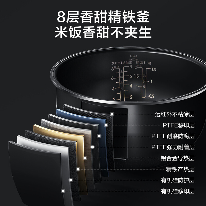美的(Midea)电饭煲纤V系列IH加热智能电饭锅Pro家用5L大容量蒸米饭锅 MB-FB50S701高清大图