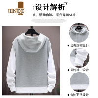YANXU连帽卫衣套装男士假华夫格休闲运动衣服潮牌ins外套男