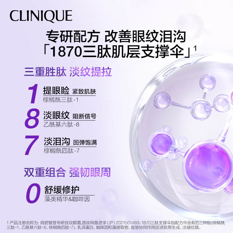 倩碧(CLINIQUE)紫光眼霜眼部精华 多肽抗皱淡纹紧致抗衰淡细纹修护敏感肌 15ml高清大图