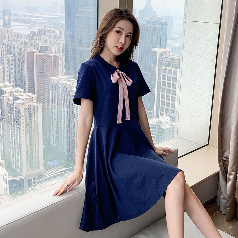 真维斯中长裙收腰甜美a字裙子女夏季2022新款韩版气质显瘦连衣裙图片