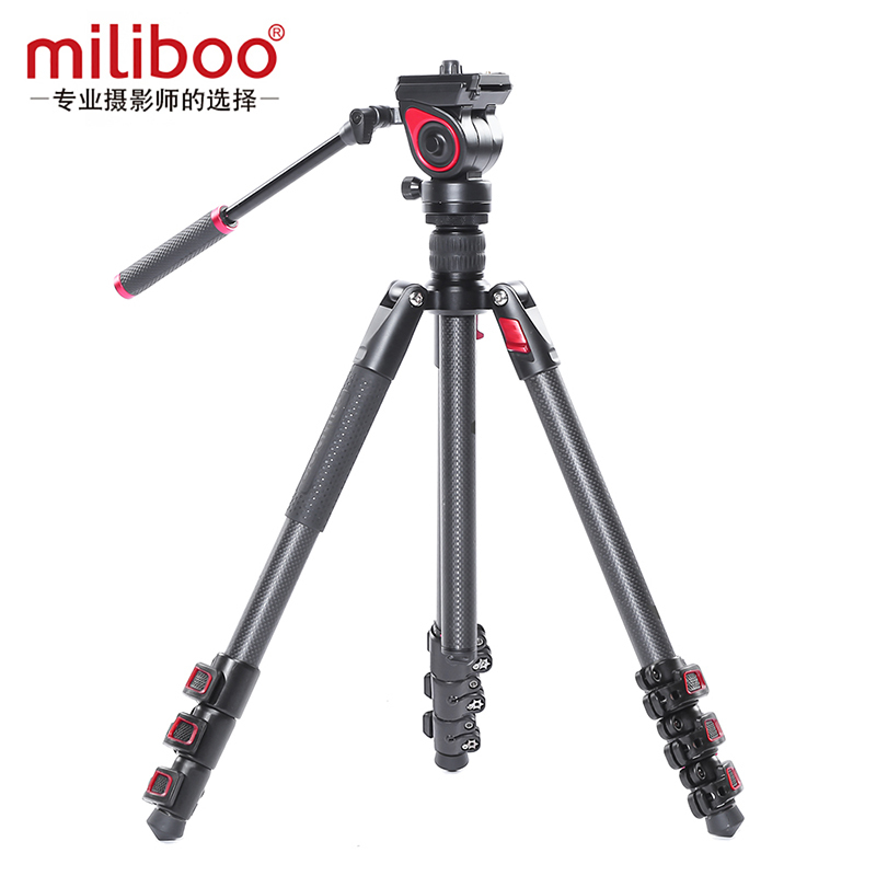 miliboo米泊MUFB-BK碳纤维液压阻尼轻型专业摄影摄像三脚架 碳纤维户外旅行相机三角架手机微单摄影支架