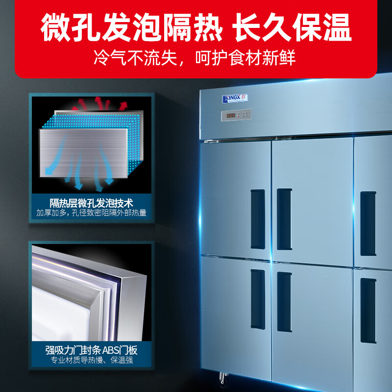 星星BD-1300TE六门全冷冻1229升厨房商用保鲜设备 单温冷冻冷柜 单温商用冰箱 不锈钢冷冻保鲜柜 铜管制冷高清大图