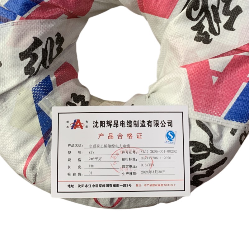 辉昂 交联聚乙烯绝缘电力电缆 YJV 0.6/1kv -2*6平方米高清大图