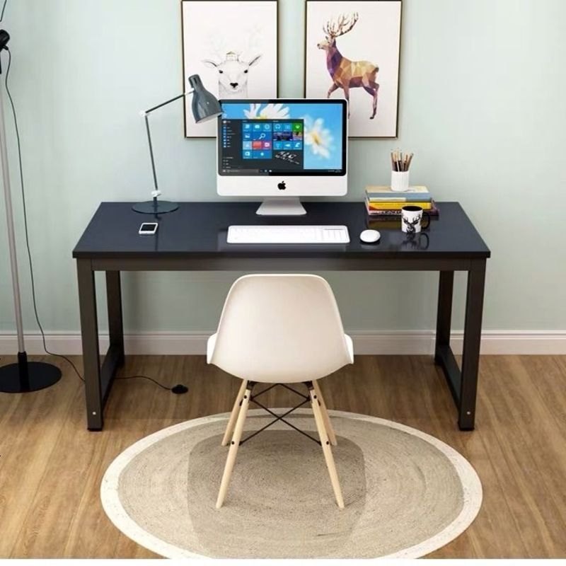 住宅家具简约现代书桌书架一体学生双人电脑桌书柜一体台式电脑桌 白枫 80长40宽74高钢木简易桌