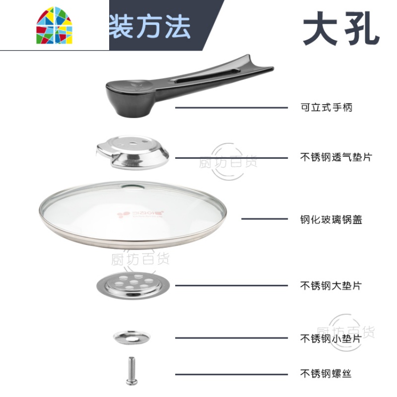 通用可立式锅盖把手防溢防烫锅盖不锈钢配件锅盖头帽锅 FENGHOU高清大图