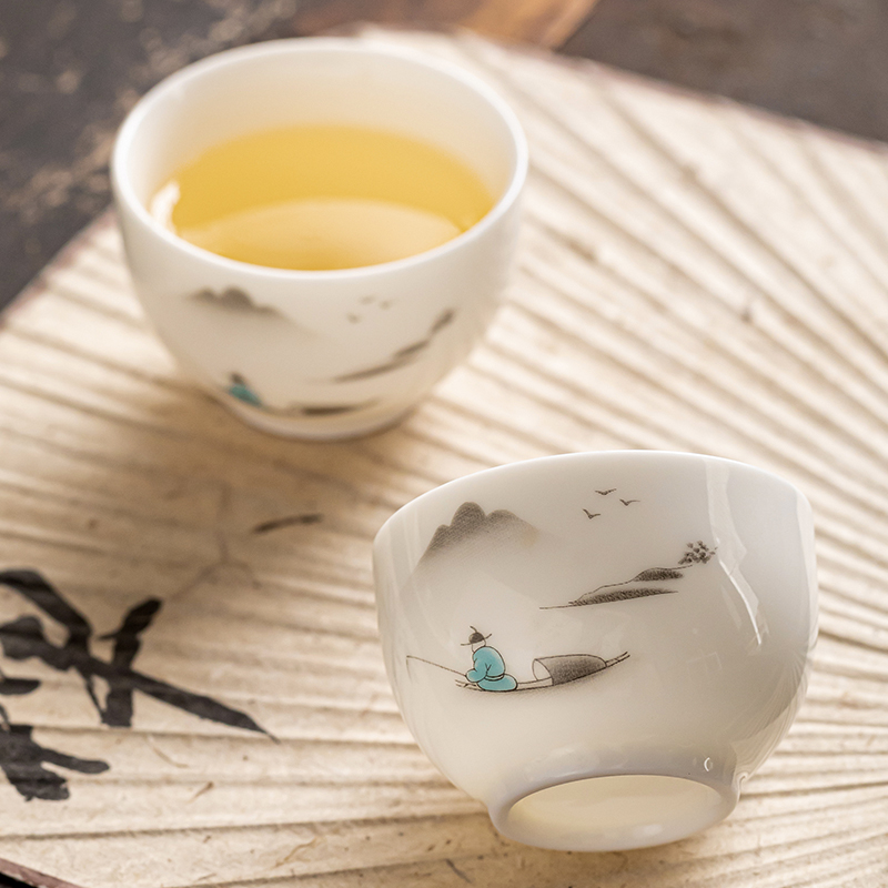 金镶玉 羊脂玉瓷茶具套装 整套家用白瓷功夫茶具陶瓷礼盒装 称心如意高清大图