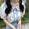 2022夏季新款韩版小花娃娃领花边衬衫上衣女