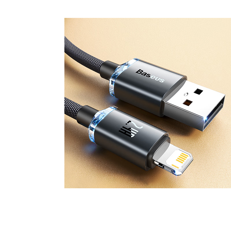 倍思 苹果数据线 2.4A快充充电线 适用iPhone13/12/12Pro/11/11Pro/xr手机充电器线 2米黑