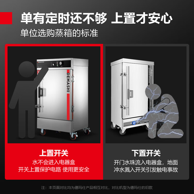 德玛仕蒸饭柜蒸饭车蒸箱商用蒸饭箱食堂学校包子蒸菜防干烧12盘KZ-125定时定温 全无孔[430盘]380V