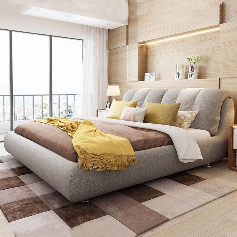 北欧气动储物布床卧室小户型可拆洗双人床榻榻米布艺床主卧 单床浅灰色1800mm*2000mm组装式架子床