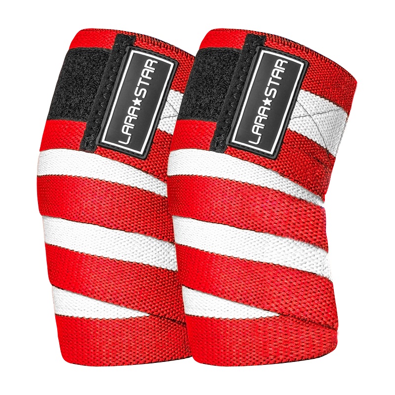 劳拉之星LS0507健身护肘男女加压力量缠绕护手肘弹力绷带卧推护具 红白条纹均码 均码