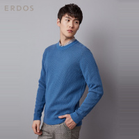 ERDOS 圆领翻花男士羊绒衫商务休闲宽松百搭肌理感针织衫