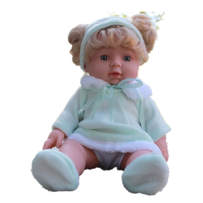 智能仿真婴儿玩具会说话宝宝洋娃娃软胶硅胶洗澡安抚陪睡娃娃30cm蓝色