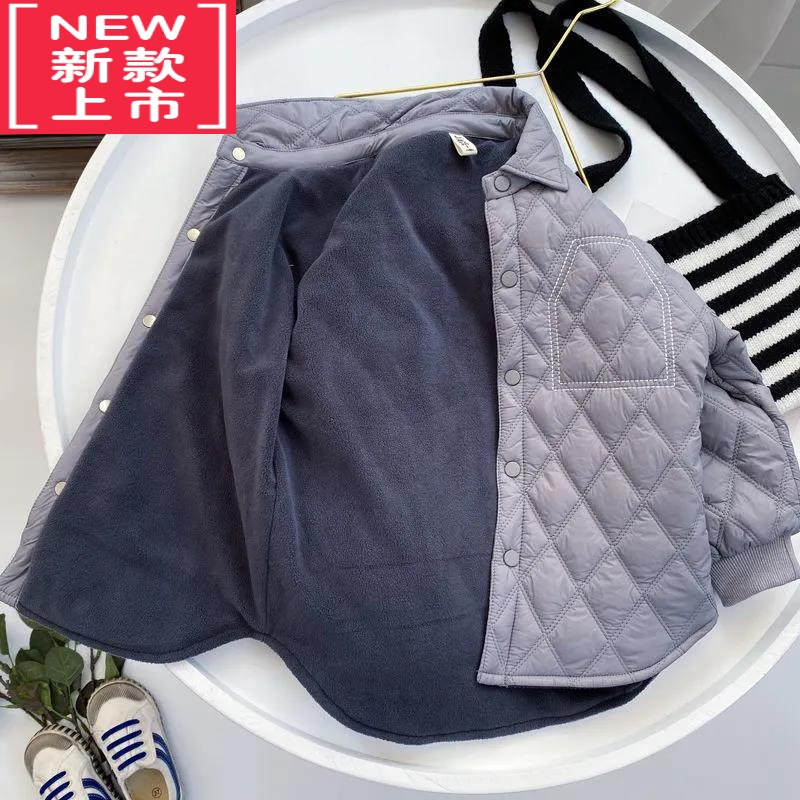 可莉允男童棉衣冬季2022新款儿童棉服冬装加绒翻领轻薄小棉袄棉服外套潮
