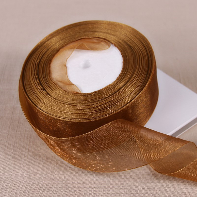 家柏饰(CORATED)绸带彩带优雅仙女衣服装饰软饰品七彩色红宽结婚配长透明丝带彩条 浅棕色Bk30#45米