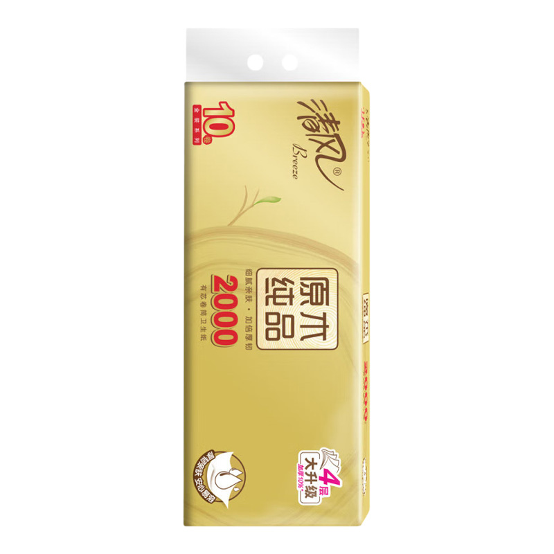 清风卫生纸4层200克10卷*1提原木金装款B20AGJ3(包装随机)