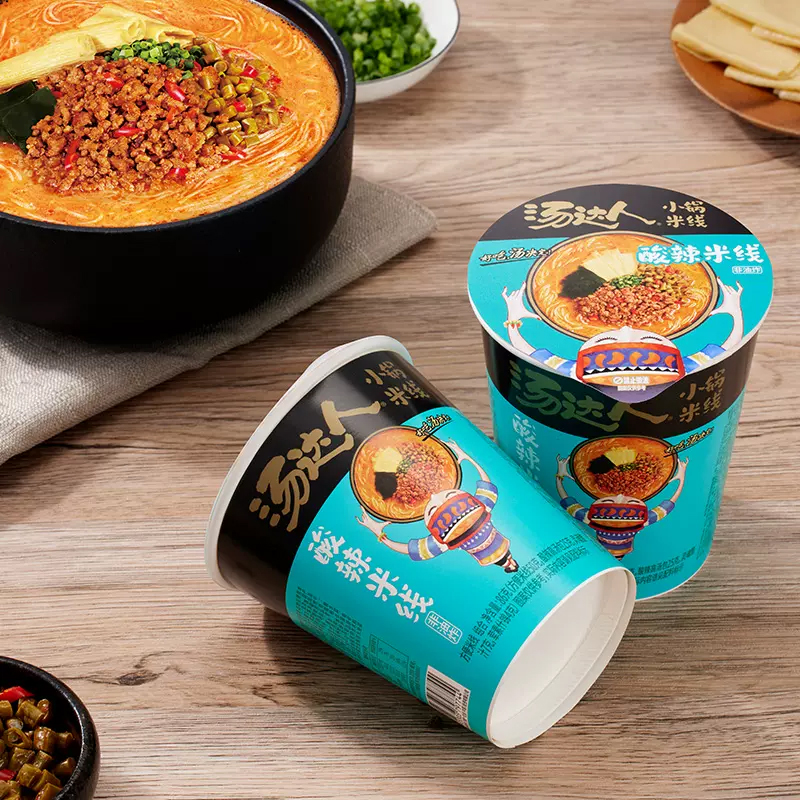 统一 汤达人 肥汁米线98g+酸辣米线86g*12杯装 方便粉丝高清大图