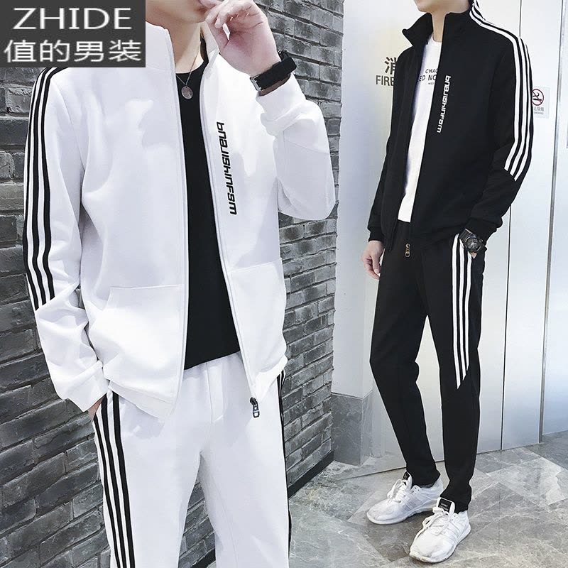 SUNTEK春季开衫卫衣男士外套韩版潮流青少年休闲运动套装男装衣服三件套卫衣图片