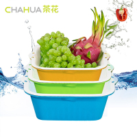 茶花(CHAHUA)双层可拆分国产塑料时尚中号滤水筛两用果蔬沥水筛沥水篮1161果盘/果篓