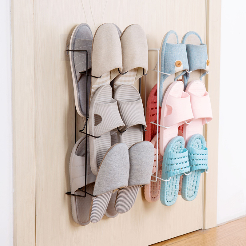 铁艺壁挂式鞋架家用多层收纳鞋架子浴室挂墙鞋子拖鞋收纳架