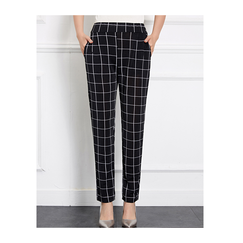 秋季哈伦裤女裤九分萝卜裤韩版宽松大码弹力小脚裤显瘦胖mm休闲裤