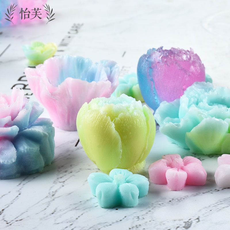 怡芙diy水晶滴胶花朵模具手工立体山茶花玫瑰花滴胶模具摆件材料3连