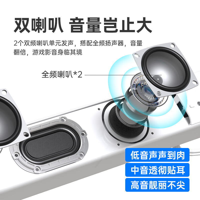 惠普(HP) WS1 plus无线蓝牙电脑音响台式家用桌面多媒体音箱低音炮USB长条游戏环绕立体声播放器笔记本音响高清大图