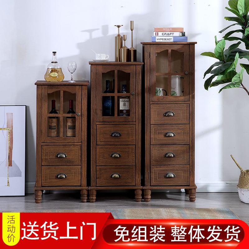 实木夹缝柜40cm收纳床头储物柜抽屉式多层简约简易置物酒柜 三维工匠收纳柜高清大图