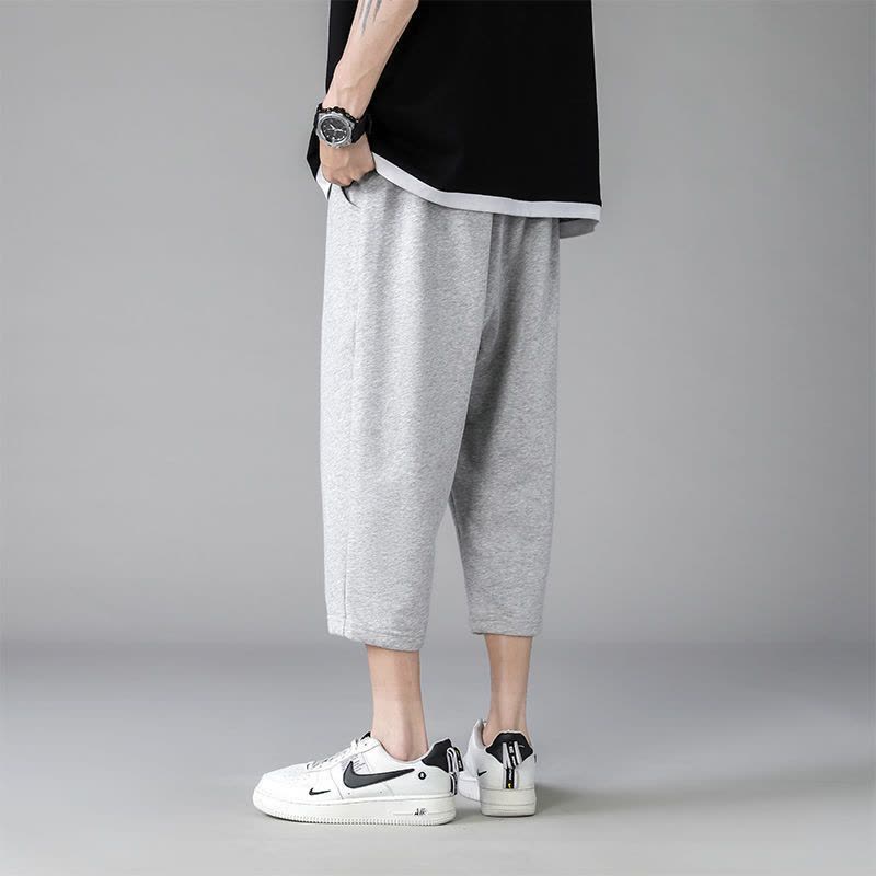 真维斯裤子男休闲卫裤夏季新款日系宽松百搭阔腿运动裤直筒七分裤图片