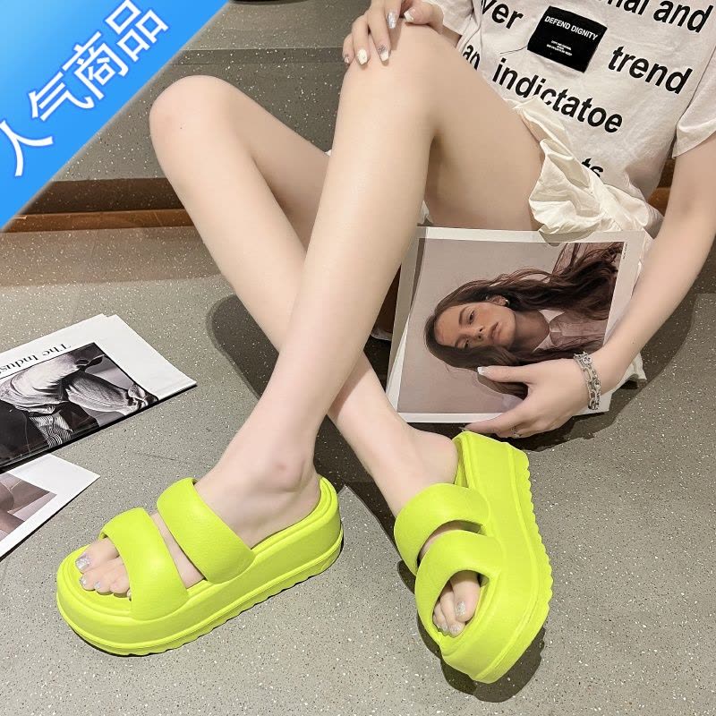 SUNTEK拖鞋女2023新款ins仙女风厚底松糕凉拖鞋网红时尚百搭踩屎感凉拖图片