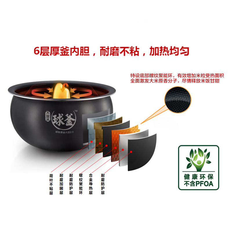 苏泊尔(SUPOR)电饭煲家用5L大容量多功能3-8人电饭锅球釜不粘内胆 一键柴火饭智能预约CFXB50FC8055