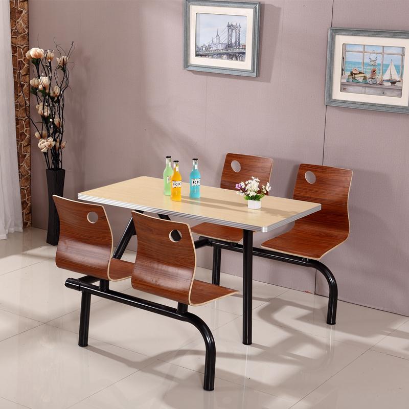 学校员工食堂肯德基快餐桌椅连体奶茶汉堡小吃店简约饭店桌椅组合