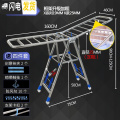 三维工匠不锈钢晾衣架落地折叠室内阳台婴儿晒衣架卧室晒架凉衣服被子神器 K3不锈钢加粗款1.6米+防风条+万向轮+_128
