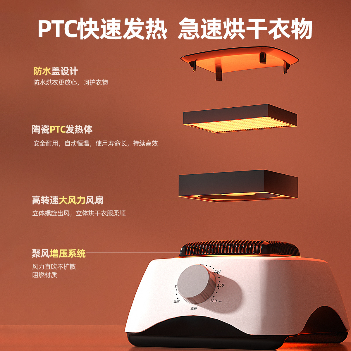 奥克斯烘干机折叠式干衣机家用大容量省电衣服烘干神器速干烘衣机加大款 双主机(2400W)高清大图