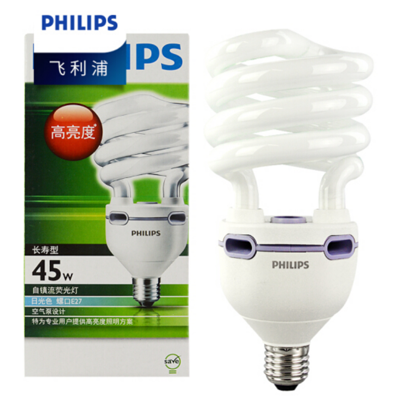 PHILIPS 飞利浦螺旋 节能灯 E27 白光 45W 1支