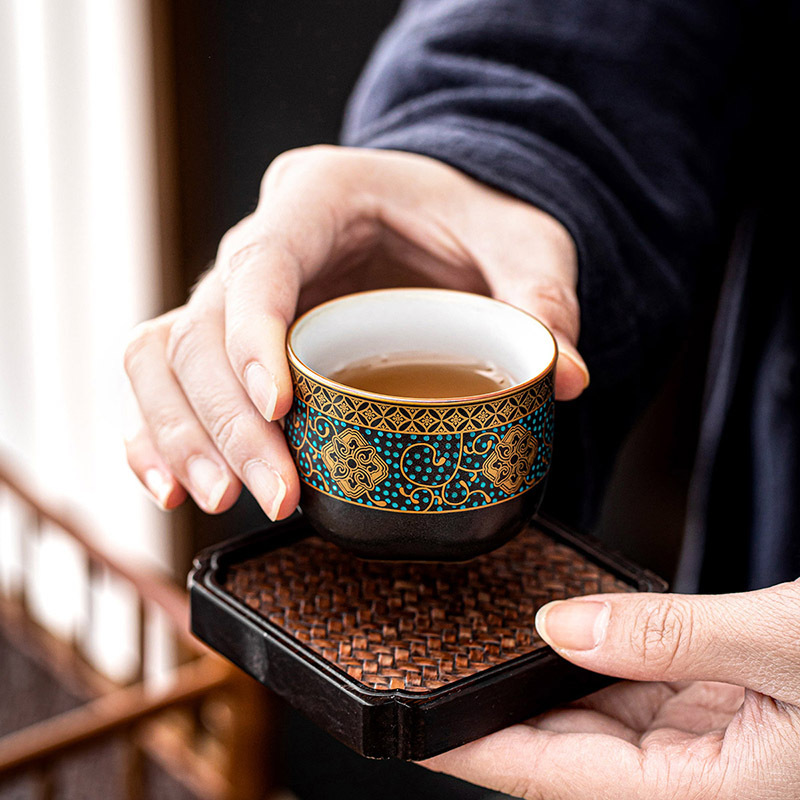 陶瓷茶杯个人品茗杯主人杯家用喝茶茶碗复古功夫茶具单品 古韵茶杯