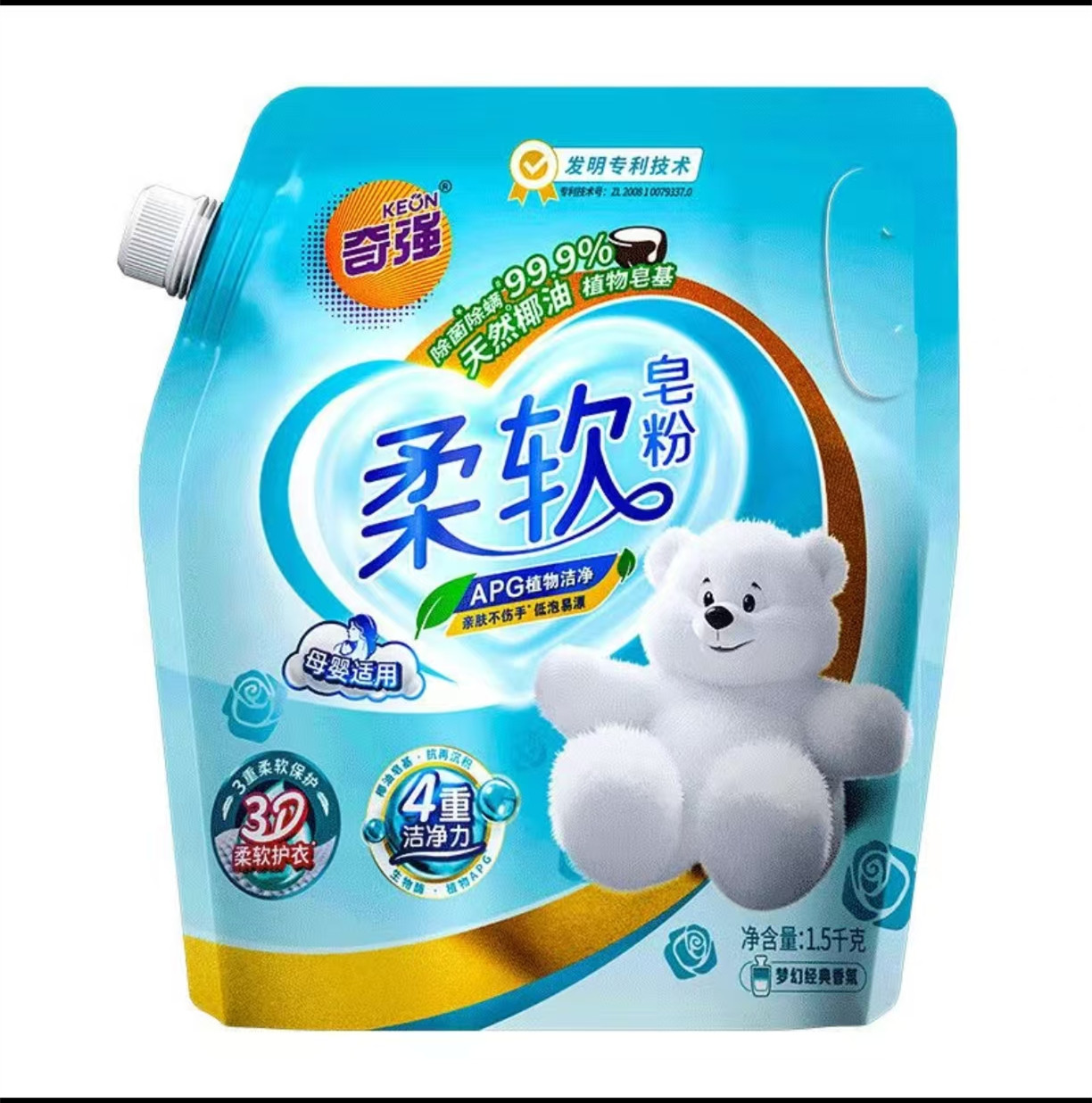 奇强(Keon)柔软皂粉1.5kg