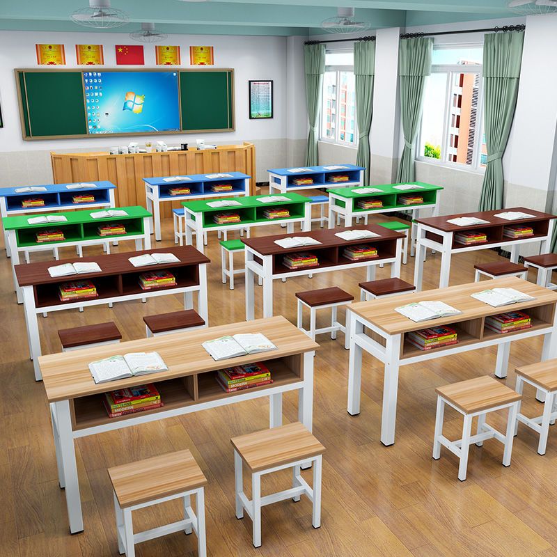 儿童小学生双人课桌椅简易学校闪电客教室培训桌辅导班补习班写字桌