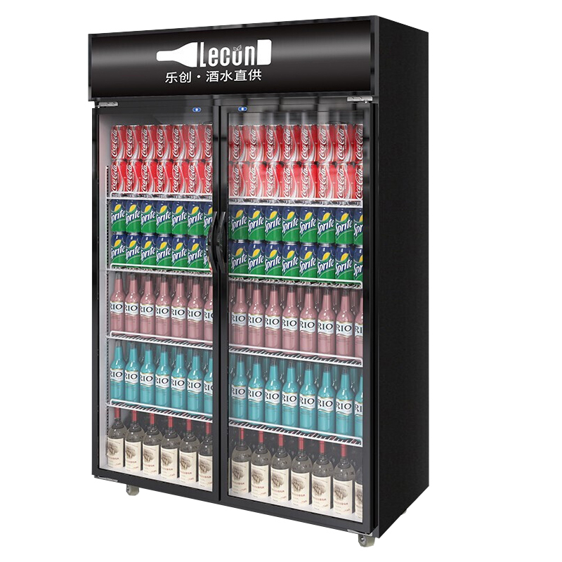 lecon/乐创 双门黑色上机组-新款 风冷展示柜